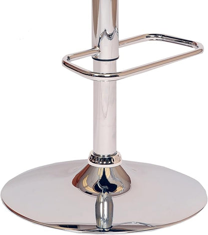 Armen Living Adele Modern Adjustable Height Swivel Cream Faux Leather and Walnut Wood Bar Stool with Chrome Base for Kitchen Island Counter