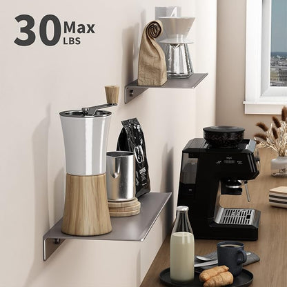 Danpoo 12 inch Gray Metal Floating Shelves for Wall Organizer & Storage, Display Shelves for Bathroom, Living Room, Kitchen, Bedroom(2-Pack)