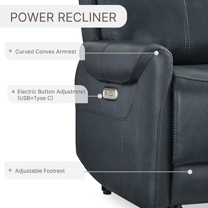 KISLOT Leather Recliner Chair for Adults Wall Hugger RV Recliner with USB Charging Ports Electric Power Reclining Sofa for Living Room Home Theater Seating Bedroom