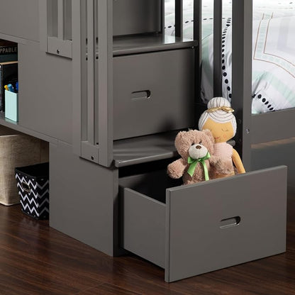 AFI, Westbrook Staircase Bunk Bed Twin Over Twin, Grey