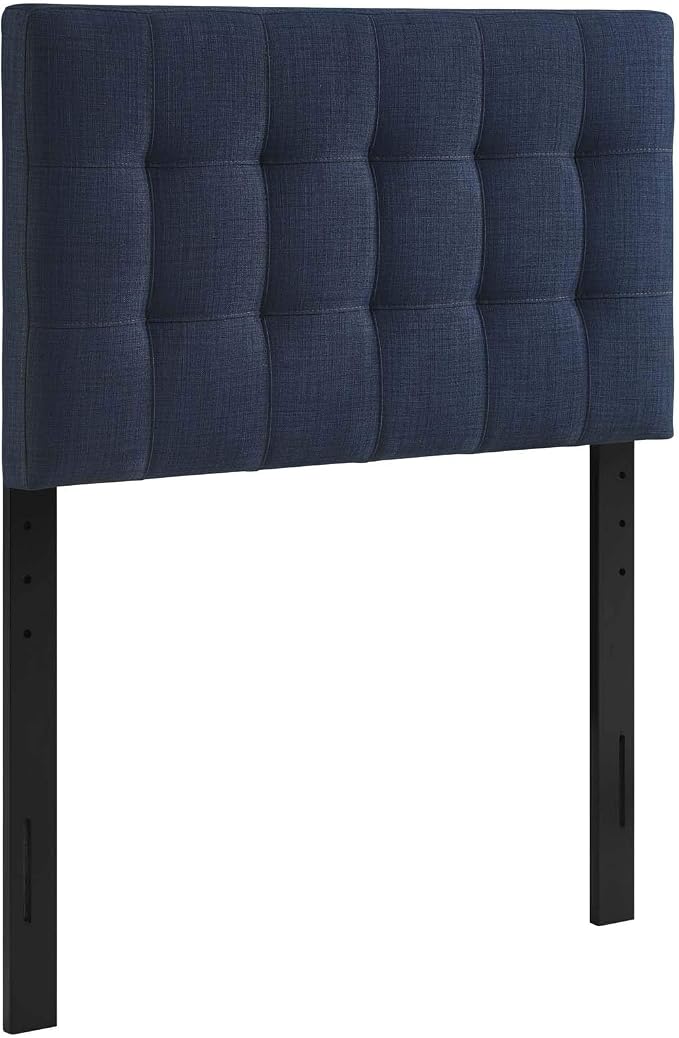 Modway Lily Tufted Linen Fabric Upholstered Twin Headboard in Navy