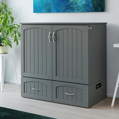 AFI, Southampton Murphy Bed Chest Twin XL with 6" Mattress, Storage Drawer & Built-in USB Charger, Grey