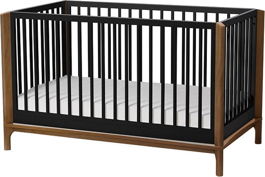 Little Seeds Laurel 4-in-1 Convertible Baby Crib to Toddler Bed in Black/Chestnut