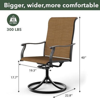 Patio Table and Chairs Set for 6,Combination of 63"x 38"x 28" Outdoor Dining Table and Swivel Chairs,All-Weather Patio Furniture Sets for Backyard Garden Lawn Poolside