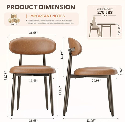 MALOL Dining Chairs Set of 6, Upholstered Kitchen & Dining Room Chairs with Curved Back and Bronze Metal Legs, Comfortable Modern Dining Side Chairs for Dining Room, Kitchen, Brown