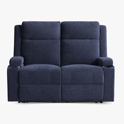 GUEAPY 55" Loveseat Reclining Sofa with Cup Holders – Manual Double Reclining Sofa for Aprtment & Small Spaces, Chenille Fabric Reclinig Couch with Wide Armrests & Side Storage for Livingroom Blue