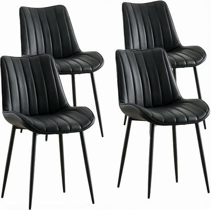 VECELO Dining Chairs Set of 4, Vegan Leather Fabric & Metal Frame, Mordern Style for Kitchen, Living Room,Offcie, Black