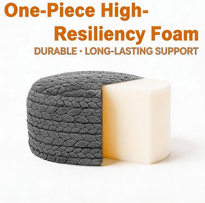 Round Pouf Ottoman 20 x 20 x 14 Inches Boho Poof Home Decor Floor Pouffe Ottoman Foot Rest for Couch Sofa Bean Bag Chairs Living Room Bedroom (Grey)