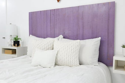 Barn Walls Lavender Headboard, Cottage Design Weathered, Solid Wood Headboard Floating Panels, Wall Mount, Adjustable Height, Easy Assembly, Full Size