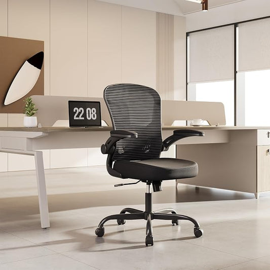 Office Chair, Ergonomic Desk Chairs 330LBS Capacity High Back Mesh Computer Chair with Flip-up Armrests, Comfy Work Chair with Adjustable Lumbar Support (Pack of 2)
