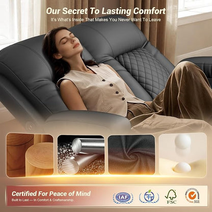 RV Loveseat Recliner Sofa, Reclining Loveseat Wall Hugger Recliners with USB Ports, Cup Holders, Insert Pockets, RV Recliners for Travel Trailers & Living Room, RV Furniture | RV Couch | Black