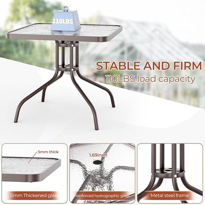 TLSUNNY Patio Dining Set 5 Pieces, All Weather Outdoor Furniture W/30"X 30" Table and 4 Stackable Textilene Chairs, Metal Table and Chairs for Patio, Lawn, Garden, Poolside, Backyard (Beige)
