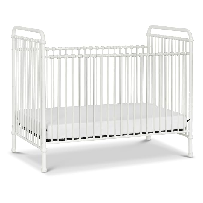 Namesake Abigail 3-in-1 Convertible Metal Crib in Washed White, Greenguard Gold Certified | GREENGUARD Gold Certified, Converts to Toddler Bed & Daybed, 4 Adjustable Mattress Heights, Conversion Kits Sold Separately