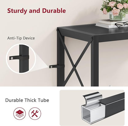 Tajsoon Small Entryway Table, 2-Tier Narrow Consle Table for Entryway, Small Hallway Table with Storage Shelves, Thin Sofa Table for Hallway, Living Room, Corridor, Office, Black