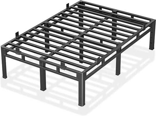 ROIL 16 Inch King Bed Frame, Double Layer Metal Bed Frame with Round Corner Legs, 4000LBS Bed Frame & Box Spring 2 in 1 Platform with Headboard Holes Mattress Baffles, Noise-Free Easy Assembly