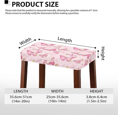 Butterfly Pink Bar Stool Seat Covers Rectangle Stool Covers Set of 2 Bench Covers Slipcover Rectangle Stretch Counter Height Bar Stools Slipcovers Counter Stool Covers Saddle Seat Cover