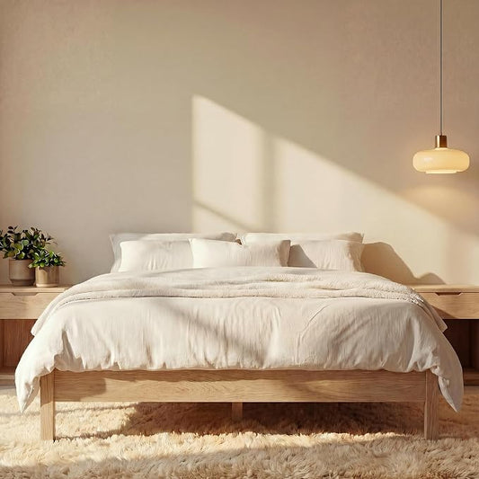 LIFEMENT Twin Bed Frame Signature Wood Platform, Noise Free, Under Bed Storage, No Box Spring Needed, Easy Assembly, Natural