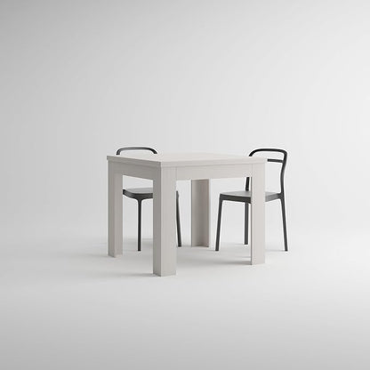 Mobili Fiver, Square extendable Dining Table, Eldorado, 35.4(70.9) x35.4 in, White Ash, for 4-8 People, Expandable Dining Table for Kitchen, Italian Furniture