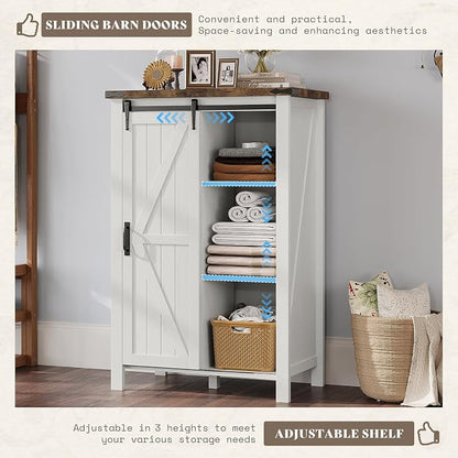 AMERLIFE 4-Piece Farmhouse Bedroom Set in Distressed White, King Size Bed Frame with Bookcase Headboard, 5-Drawer Tall Dresser, 47'' Dresser with 4 Drawers, 60" Dresser with 4 Drawers