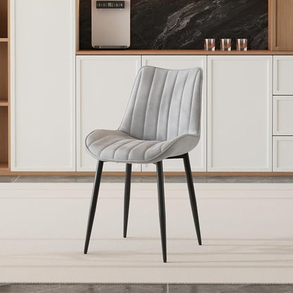 VECELO Dining Chairs Set of 2, Velvet Fabric & Metal Frame, Mordern Style for Kitchen, Living Room,Offcie, Light Grey