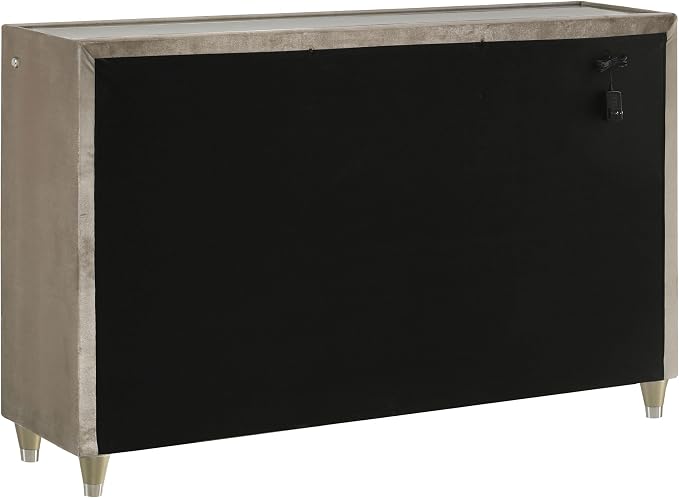 Coaster Home Furnishings - Lorient - Wood and Velvet - 8-Drawer Dresser with LED Lighting, Quilted Fronts and Crystal Knobs - Bedroom - Ivory and Camel - 222663