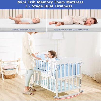 Portable Mini Baby Crib 4 in 1 with Memory Foam Mattress(38"by24") Included, Cunas para Bebes 2026 Convertible Crib 6 in1 with Foldable Storage Baby Playpen Bassinet Bedside Sleeper Bed(White)
