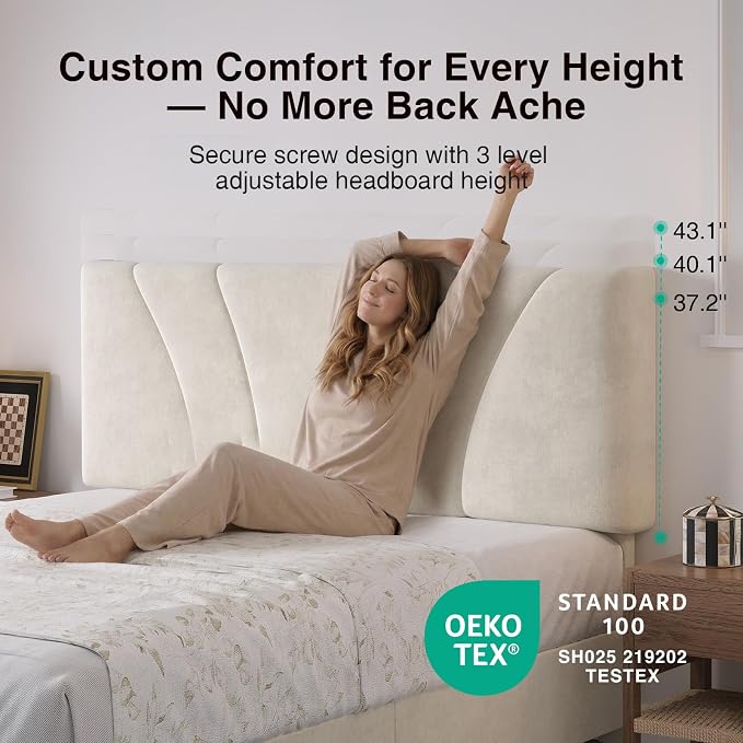Novilla King Size Bed Frame with Storage Drawers, King Bed Frame and Headboard, King Bed Frame with LED Lights, Charging Station and Adjustable Headboard, No Box Spring Needed, White Velvet