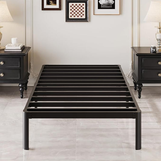 Lutown-Teen 10 Inch Twin Bed Frames with Rounded Corner Legs, 1000 LBS Heavy Duty Metal Twin Platform Bed Frame with Steel Slats Support, No Box Spring Needed, Noise Free, Easy Assembly