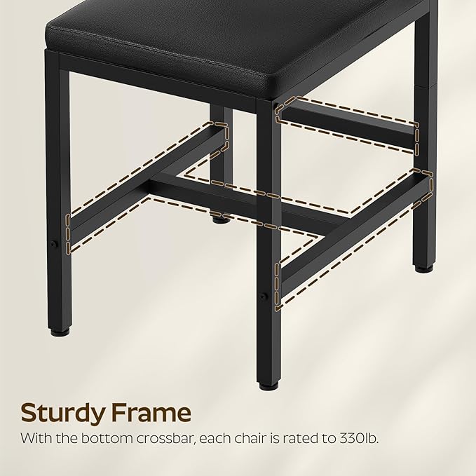 YATINEY Dining Chairs, Kitchen Chairs with Back Support, Upholstered Seat and Metal Legs, for Kitchen, Living Room, Black CY02L4BB