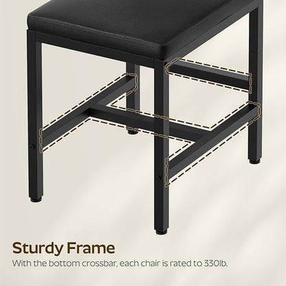 YATINEY Dining Chairs, Kitchen Chairs with Back Support, Upholstered Seat and Metal Legs, for Kitchen, Living Room, Black CY02L4BB