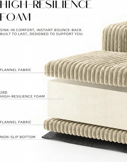 Lifelink 108" Boneless Couch L-Shaped - Modular Sectional Couches for Living Room Cloud Sofa with Deep Seat High Back Oversized Left Facing Chaise No Assembly Required