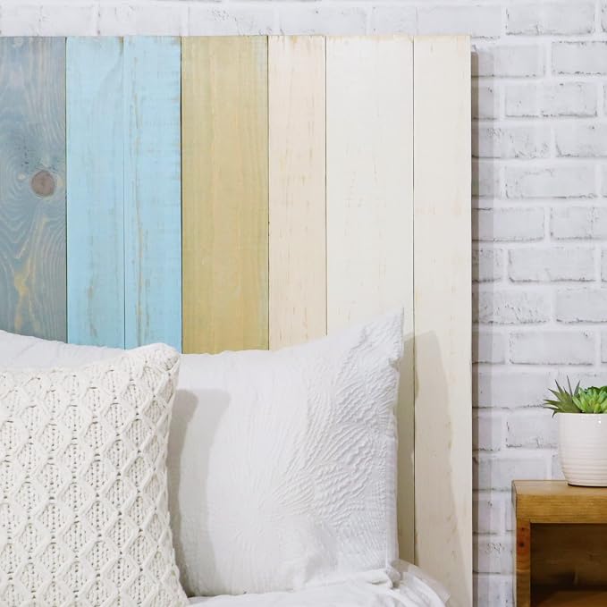 Barn Walls Sunrise Mix Signature Design, Multicolored Solid Wood Headboard, Floating Panels, Wall Mount, Adjustable Height, Easy Assembly Full Size