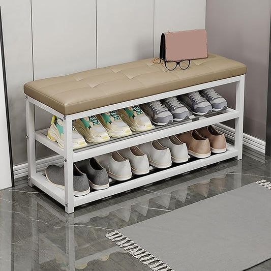 Stylish Wooden Shoe Rack & Modern Changing Stool SpaceSaving Design for Hallway & Living Room Versatile Wardrobe Organizer Functional & Chic Storage Solution