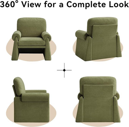 Oversized Accent Chair, Comfy Living Room Chairs, Single Sofa Chair with Thick Cushion and Armrests, Upholstered Arm Chair for Living Room, Modern Armchair, Reading Chair for Bedroom, Green