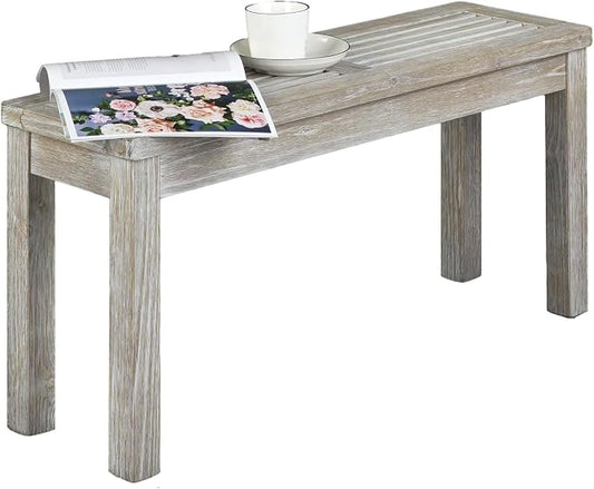 VINGLI Outdoor Wooden Bench, 40” Porch Bench Outdoor Backless Garden Bench, Small Outdoor Bench for Deck Patio Entryway (Grey, 40in)