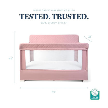 Baby Delight Lunaire Full Size Crib | Breathable Mesh Baby Crib | Tool-Free Assembly Baby Bed | 100% GOTS Certified Organic Cotton Fabric | Organic Rose