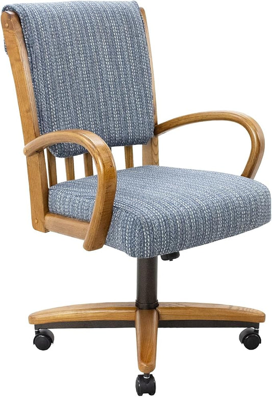 Chromcraft Swivel Tilt Chairs, Classic Wooden Frame Metal Pedestal Base Chairs with Wheels for Kitchen