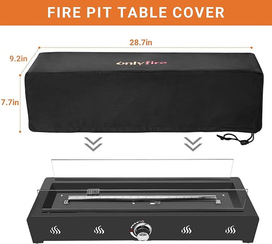 Onlyfire Tabletop Fire Pit Cover, 28 Inch Rectangular Outdoor Patio Gas Propane Firepit Cover with UV Resistant and Waterproof Firepit Table Cover for Patio & Outdoors, 28.7x9.2x7.7 inch