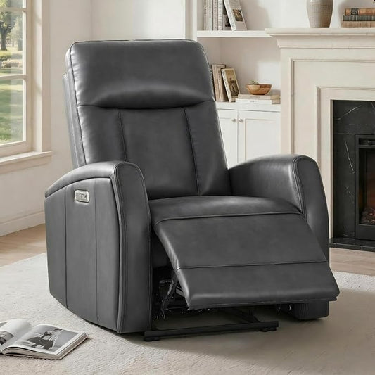KISLOT Wall Hugger Power Recliner Chair with USB & Type-C Ports Faux Leather Recliner 135° Reclining Small Space Electric Sofa for RV Living Room Bedroom