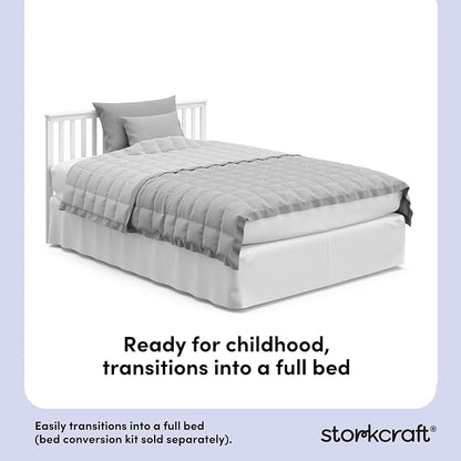 STORKCRAFT Hillcrest 4-in-1 Convertible Crib (White) - Converts to Daybed, Toddler Bed, and Full-Size Bed, Fits Standard Full-Size Crib Mattress, Adjustable Mattress Support Base