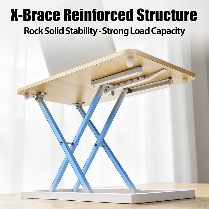Omhuzsyo 24 in Height Adjustable Standing Desk Converter Stand Up Riser | Suitable for Use in Laptop and Single Monitor,Ergonomic Sit Stand Workstations for Home Office,Keyboard Stand for Desktop