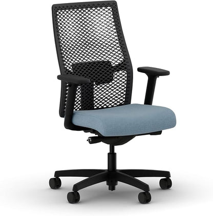 HON Ignition 2.0 ReActiv Ergonomic Office Chair, Mesh Desk Chair with Lumbar Support, Advanced Synchro‑Tilt, Height and Width Adjustable Arms, Swivel Wheels, Black Frame, Blue