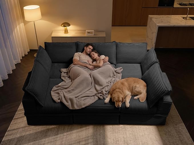 Upgrade Boneless Couch with Storage, Extra Deep&High Seat Modular Sectional Sofa 5 Seater U Shaped Couch with Ottoman, Tool-Free Assembly Sectional Couches for Living Room