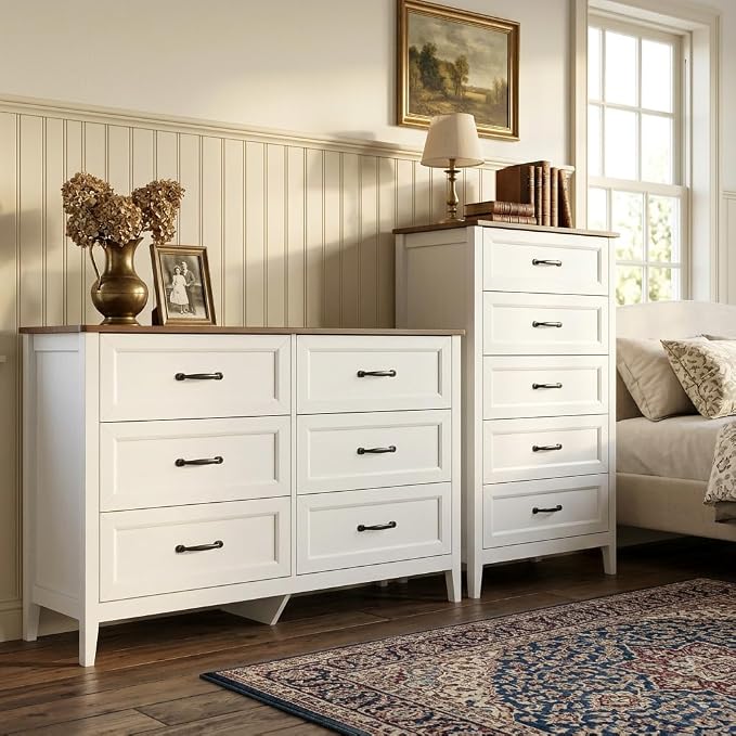 Gizoon 2-Piece Bedroom Furniture Set – Includes 5 Drawer Dresser and 6 Drawer Dresser, Chest of Drawers, Bedroom Set, Grate Gift for Yourself and Your Loved Ones, Ideal for Any Bedroom, Living Room