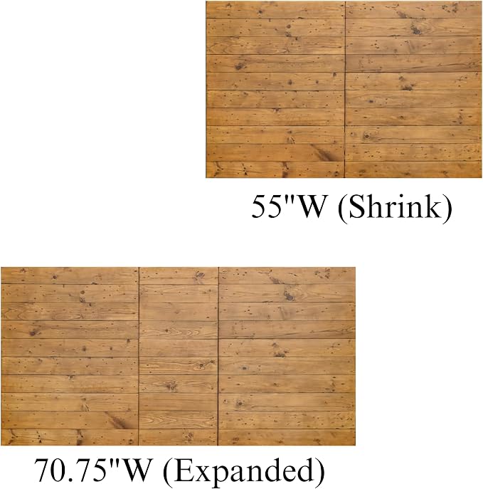 55-70.5" Extendable Dining Table Pine Expandable Dining Room Table for 4 6 8 People Large Rectangle Table Space Saving for Dining Room Living Room Home Office, Brown
