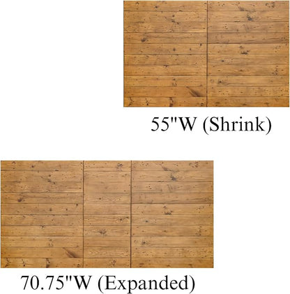 55-70.5" Extendable Dining Table Pine Expandable Dining Room Table for 4 6 8 People Large Rectangle Table Space Saving for Dining Room Living Room Home Office, Brown