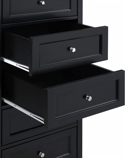 Tall Skinny Dresser for Bedroom with 7 Drawers, Black Narrow Wood Dresser | Tall Vertical Chest of Drawers Dresser for Closet Storage, Silent Glide System, Zinc Alloy Knobs, 20" W x 16.5" D x 52" H