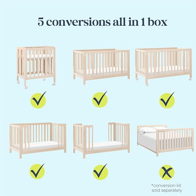 Carter's by Davinci Colby Grow 6-in-1 Convertible Crib - Color Name | GREENGUARD Gold Certified, Converts from a Portable Bassinet to a Full-Size Crib w/ wheels, Daybed, Junior Bed, Full-Size Bed