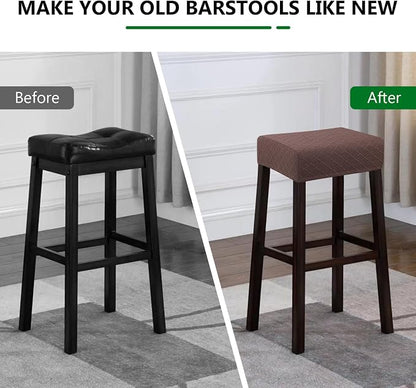 YISUN Stool Covers Rectangle - 4 Pack Stretch Waterproof Saddle Seat Cover Counter Bar Stools Bar Chairs Covers Kitchen Island Chairs Cushion Protector