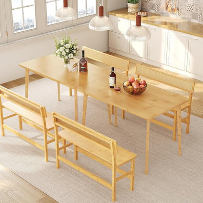 HOOBRO Dining Table, Bamboo Dining Room Table for 4-6, 47.2" Rectangle Kitchen Table, Easy to Assemble, for Dining Room, Living Room, Office, Kitchen, Apartment, Natural YL120CZ01